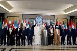 Các đại biểu chụp ảnh tại Hội nghị thượng đỉnh Liên đoàn Arab (AL). (Ảnh: AFP/TTXVN)