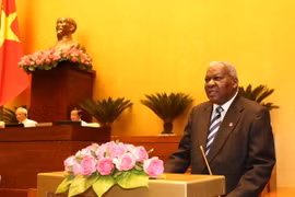 Chủ tịch Quốc hội Cuba Esteban Lazo Hernández đã đến dự và phát biểu tại Phiên họp toàn thể, Kỳ họp thứ ba, Quốc hội khóa XIV. (Ảnh: Trọng Đức/TTXVN)