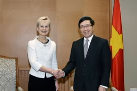 ElisabetPhó Thủ tướng, Bộ trưởng Ngoại giao Phạm Bình Minh tiếp xã giao bà Elisabeth Nilsson, Thống đốc vùng Ostergotland (Thuỵ Điển) đang thăm và làm việc tại Việt Nam. (Ảnh: Nguyễn Dân/TTXVN)