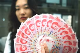 Đồng tiền Nhân dân tệ mệnh giá 100. (Nguồn: AFP/TTXVN)
