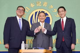 ​Ba ứng cử viên trong cuộc bỏ phiếu bầu Chủ tịch thay Thủ tướng Abe Shinzo. (Nguồn: Kyodo)