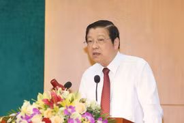 Đồng chí Phan Đình Trạc, Bí thư Trung ương Đảng, Trưởng Ban Nội chính Trung ương phát biểu chỉ đạo Hội nghị. (Ảnh: Phương Hoa/TTXVN)