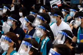 Hình ảnh các bác sỹ tại Hàn Quốc đình công hôm 14/8. (Nguồn: Reuters)