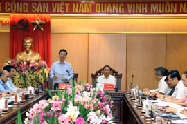 Đồng chí Võ Văn Thưởng, Trưởng Ban Tuyên giáo Trung ương phát biểu tại buổi làm việc. (Ảnh: Công Tường/TTXVN)