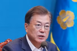 Tổng thống Hàn Quốc Moon Jae-in phát biểu trong cuộc họp tại Seoul. (Ảnh: Yonhap/TTXVN)