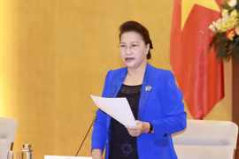 Chủ tịch Quốc hội Nguyễn Thị Kim Ngân, Chủ tịch AIPA 41 phát biểu tại phiên họp. (Ảnh: Trọng Đức/TTXVN)