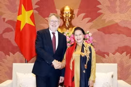 Chủ tịch Quốc hội Nguyễn Thị Kim Ngân tiếp đoàn Ủy ban Thương mại Quốc tế của EP do ông Bernd Lange, Chủ tịch Ủy ban làm trưởng đoàn đang thăm và làm việc tại Việt Nam. (Ảnh: Trọng Đức/TTXVN)