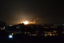 Một vụ nổ lớn ở Damascus khi Israel không kích các mục tiêu ở Syria. (Nguồn: Times of Israel)