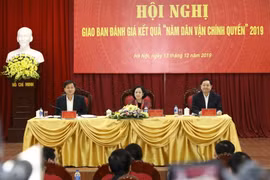 Trưởng Ban Dân vận Trung ương Trương Thị Mai chủ trì hội nghị. (Ảnh: Văn Điệp/TTXVN)
