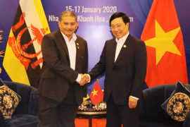 Phó Thủ tướng, Bộ trưởng Ngoại giao Phạm Bình Minh tiếp Bộ trưởng thứ hai Bộ Ngoại giao Brunei Darussalam Dato Erywan Pehin Yusof. (Ảnh: Tiên Minh/TTXVN)