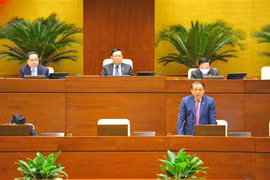 Bộ trưởng Bộ Văn hóa, Thể thao và Du lịch Nguyễn Văn Hùng phát biểu giải trình, làm rõ một số vấn đề đại biểu Quốc hội nêu. (Ảnh: Minh Đức/TTXVN)
