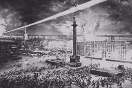 Rạng sáng 7/11/1917, quân khởi nghĩa tấn công vào Cung điện Mùa Đông ở Petrograd, mở đầu cuộc Cách mạng Tháng Mười Nga. (Ảnh: Tư liệu TTXVN)