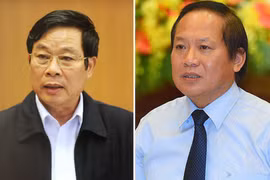 Bị can Nguyễn Bắc Son (trái) và Trương Minh Tuấn (phải)
