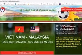 Ảnh chụp màn hình website giả mạo bán vé trận Việt Nam - Malaysia. (Nguồn: vff.org.vn)