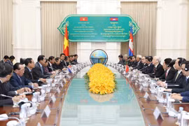 Tổng Bí thư Nguyễn Phú Trọng hội kiến với Thủ tướng Chính phủ Hoàng gia Campuchia Samdech Hun Sen trong chuyến thăm Campuchia tháng 7/2017. (Ảnh: Trí Dũng/TTXVN)