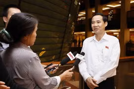 Đại biểu Quốc hội Phú Yên Nguyễn Thái Học trả lời phỏng vấn của phóng viên trong giờ nghỉ giải lao. (Ảnh: Doãn Tấn/TTXVN)
