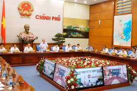Thủ tướng Nguyễn Xuân Phúc chủ trì hội nghị trực tuyến toàn quốc của Chính phủ về công tác bảo vệ môi trường. (Ảnh: Thống Nhất/TTXVN)