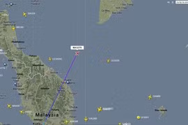 Hình ảnh cho thấy vị trí cuối cùng của chiếc MH370. (Nguồn: AP)