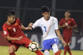 U16 Ấn Độ (áo trắng) tiếp tục gây sốc sau khi đánh bại U16 Việt Nam. (Nguồn: AFC)