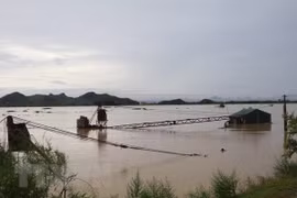 Mực nước tại sông Hoàng Long hôm 22/7. (Ảnh: Ninh Đức Phương/TTXVN) 