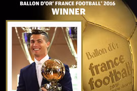 Ronaldo hân hoan với Quả bóng vàng 2016. 