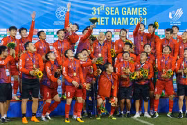 Cầu thủ U23 Việt Nam hân hoan ăn mừng vô địch SEA Games 31