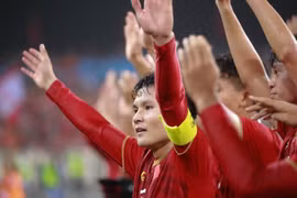 Tuyển thủ Nguyễn Quang Hải và các đồng đội tại vòng loại U23 châu Á 2020. (Ảnh: Trọng Đạt/TTXVN)