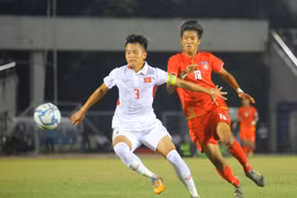 U18 Việt Nam (áo trắng) bị loại. (Nguồn: MFF)