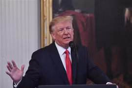 Tổng thống Mỹ Donald Trump phát biểu tại Washington, DC. (Ảnh: AFP/TTXVN)