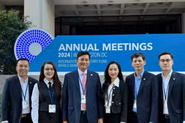 Đoàn công tác của Agribank do ông Phạm Toàn Vượng - Thành viên Hội đồng Thành viên, Tổng Giám đốc làm trưởng đoàn. (Ảnh: Vietnam+)