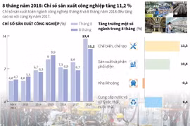 Chỉ số sản xuất công nghiệp trong 8 tháng tăng 11,2 %