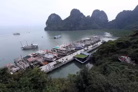 Khu neo đậu tàu du lịch vào hang Đầu Gỗ. (Ảnh: Quang Quyết/TTXVN)