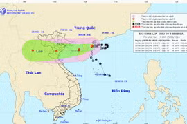 Vị trí và đường đi của bão số 4. (Nguồn: nchmf.gov.vn)