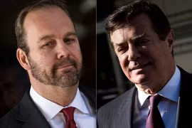 Cựu cố vấn tranh cử của Tổng thống Mỹ Donald Trump, Paul Manafort (phải), và cộng sự Rick Gates. (Nguồn: AFP/TTXVN)