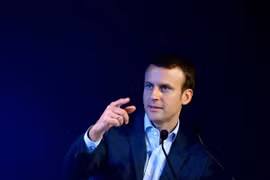 Bộ trưởng Kinh tế Pháp Emmanuel Macron phát biểu trong một diễn đàn về phát triển kinh tế ở thủ đô Paris. (Nguồn: AFP/TTXVN)
