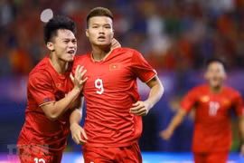 Đội tuyển U23 Việt Nam đứng trước cơ hội lớn để giành vé dự vòng Chung kết U23 châu Á 2024 tổ chức tại Qatar. (Ảnh: Minh Quyết/TTXVN)