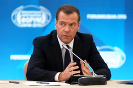 Thủ tướng Nga Dmitry Medvedev trong một cuộc họp ở Sochi, Nga. (Nguồn:Sputnik/AFP/TTXVN)