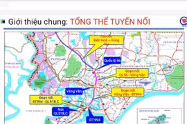 Sơ đồ tuyến đường nối cao tốc Biên Hòa-Vũng Tàu đoạn từ quốc lộ 56 đến nút giao vòng xoay quốc lộ 51B,C. (Ảnh: TTXVN phát)