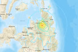 Ví trí xảy ra trận động đất ở Philppines. (Nguồn: USGS)