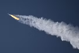 Tàu vũ trụ Starship thế hệ mới được phóng từ Sân bay vũ trụ Starbase của SpaceX ở Boca Chica, bang Texas, Mỹ, ngày 20/4/2023. (Ảnh: AFP/TTXVN)
