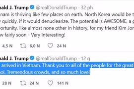 Tổng thống Mỹ Donald Trump bày tỏ cảm xúc trên trang Twitter cá nhân. (Nguồn: TTXVN)