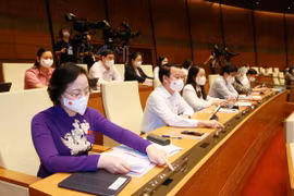 Đoàn đại biểu Quốc hội tỉnh Yên Bái biểu quyết. (Nguồn: TTXVN)