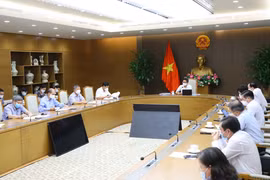 Phó Thủ tướng Vũ Đức Đam phát biểu tại cuộc họp. (Ảnh: Nguyễn Điệp/TTXVN)