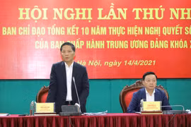 Ông Trần Tuấn Anh, Ủy viên Bộ Chính trị, Trưởng Ban Kinh tế Trung ương, Trưởng Ban Chỉ đạo phát biểu chỉ đạo. (Ảnh: Văn Điệp/TTXVN)