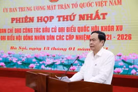 Chủ tịch Ủy ban Trung ương MTTQ Việt Nam Trần Thanh Mẫn chủ trì cuộc họp. (Ảnh: Dương Giang/TTXVN)
