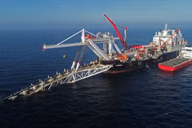 Công trình xây dựng đường ống thuộc dự án Dòng chảy phương Bắc. (Ảnh: AP/DPA)