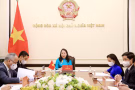 Phó Chủ tịch nước Võ Thị Ánh Xuân điện đàm với Phó Tổng thống nước Cộng hòa Liên bang Nigeria Yemi Osinbajo. (Ảnh: Lâm Khánh/TTXVN)