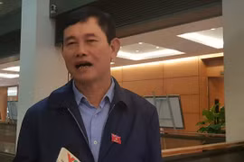 Đại biểu Nguyễn Ngọc Phương trả lời báo chí bên hành lang Quốc hội. (Ảnh: PV/Vietnam+)
