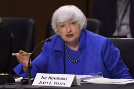 Bộ trưởng Tài chính Mỹ Janet Yellen phát biểu tại Washington, DC. (Ảnh: AFP/TTXVN)