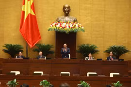 Chủ tịch Quốc hội Vương Đình Huệ với các Phó Chủ tịch Quốc hội điều hành phiên khai mạc. (Ảnh: An Đăng/TTXVN)